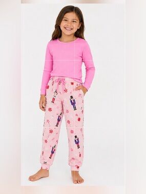 Joyspun Girls Pink Christmas Nutcracker Plush Fleece Pajama Pants Size M (8–10)